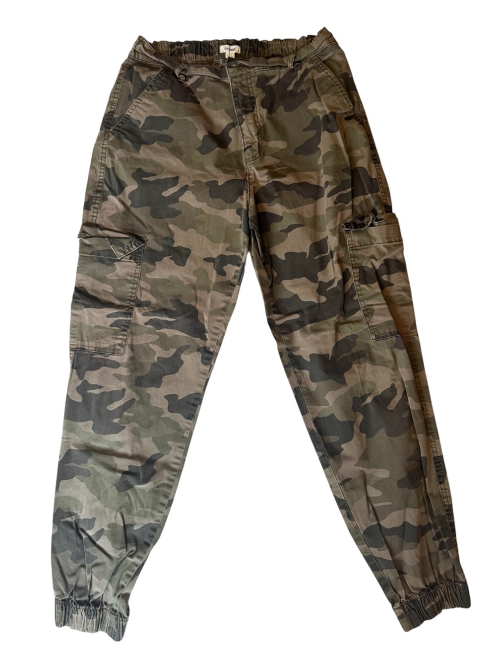 Garage Camo Cargo Pants, Olive Green, Paperbag Waist